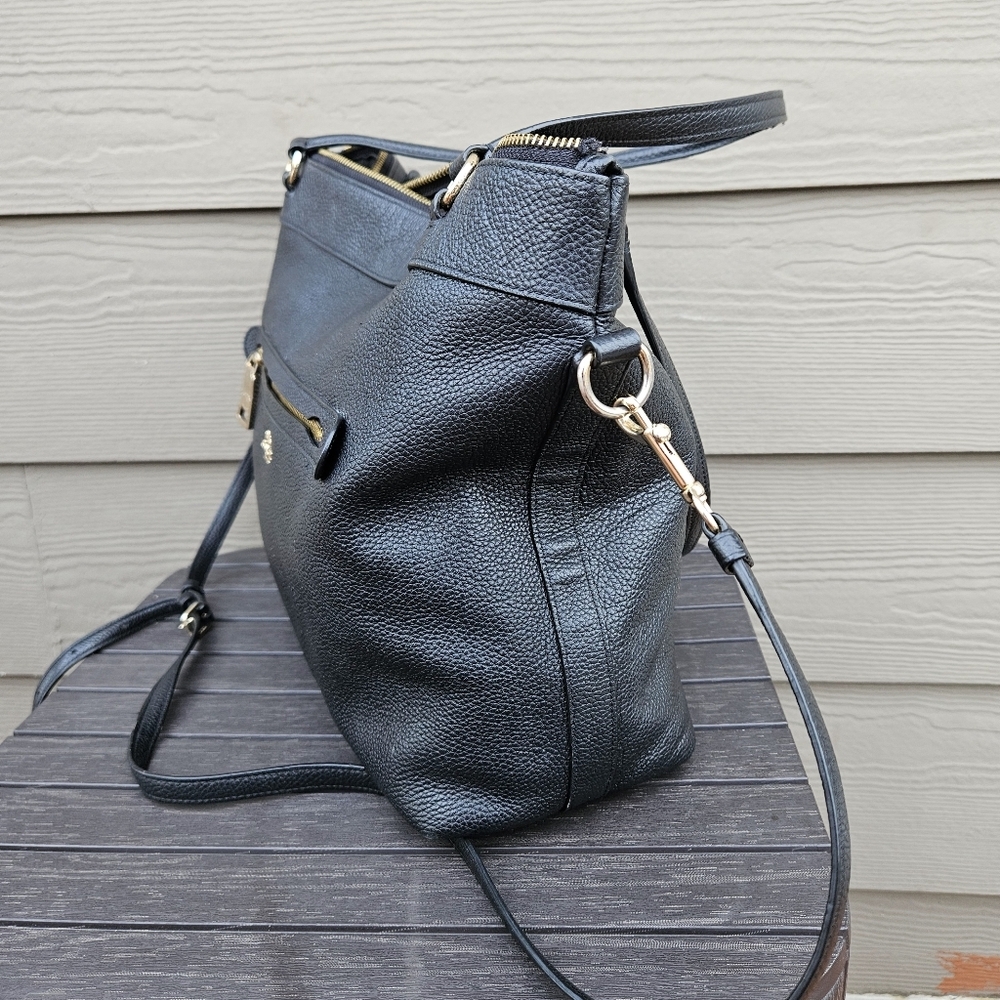 Coach Black Leather Tote with Gold Hardware - Picture 5 of 16